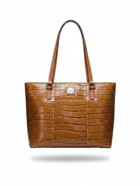 Dooney & Bourke Brown Croc Embossed Leather Tote Bag